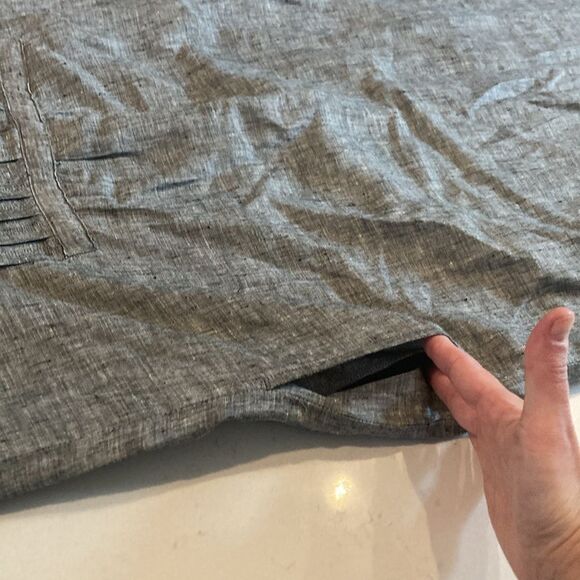 WRAP London Gray Long Sleeve Half Button Pintuck Linen Maxi Dress Pockets 8 - Picture 11 of 11